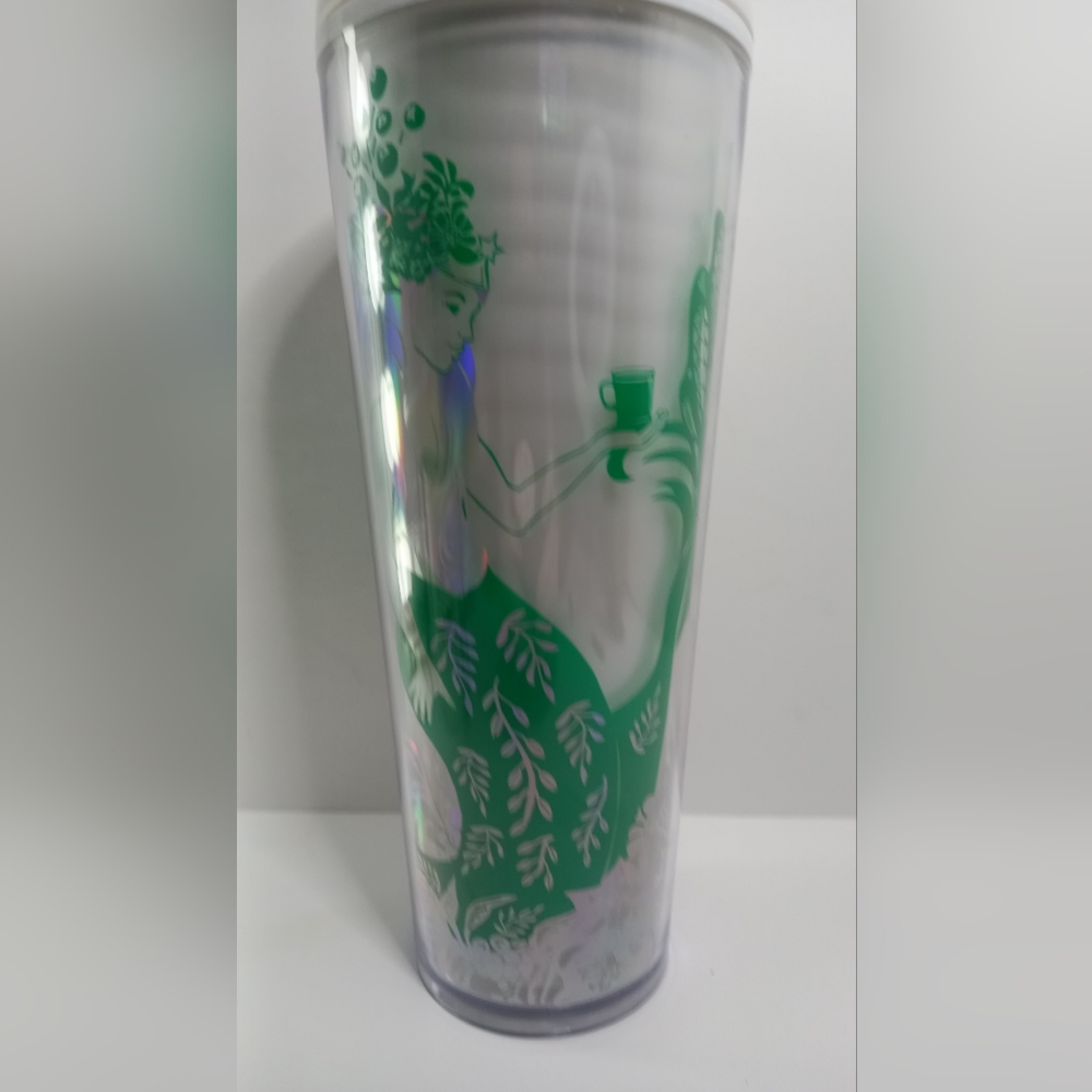 Starbucks Holiday Mint Pearl Cold Cup Tumbler 24oz Green White Mermaid - Picture 2 of 9